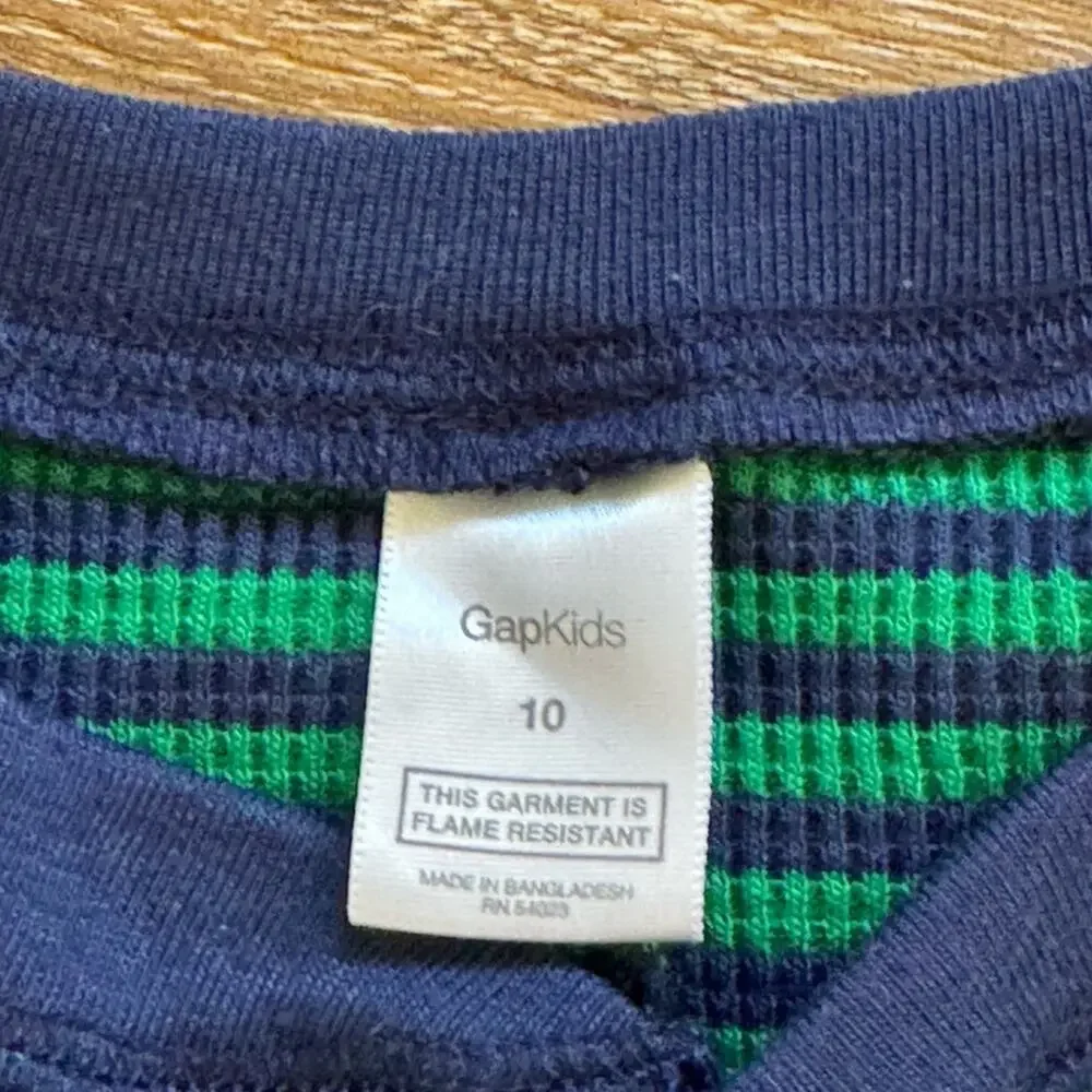 Gap Kids’ One Piece Onesie Pajama Unisex Blue Green Stripes Size 10